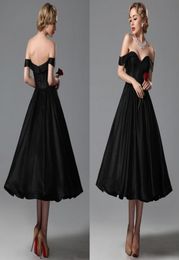 Sexy Black Prom Dresses Gowns 2015 New from Eiffelbride with Glamorous Sweetheart Off Shoulder and Elegant A Line TeaLength Eveni8290063