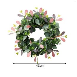 Decorative Flowers Green Leaf Wreath Outside Wreaths Garland Front Door Eucalyptus For Living Room Home Garden Porch Walls