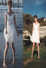 2021 Simple Short Beach Wedding Dresses Off the Shoulder Chiffon Summer Country Western Bridal Gowns Cheap Wedding Reception Dress9937725