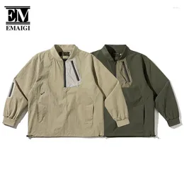 Men's Jackets Men Baseball Collar Pocket Loose Casual Japan Streetwear Fashion Pullover Waterproof Cargo Jacket Cityboy Outdoor Coat