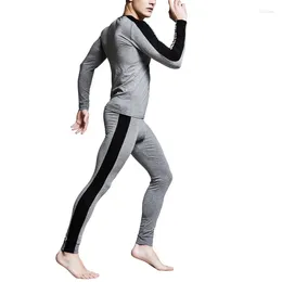 Men's Thermal Underwear Fashion Male Men Long Autumn Winter Sexy Low Neck Tops Pants Set Warm Stitching