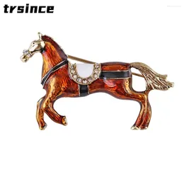 Brooches Vintage Court Style Enamel Galloping War Horse Pins For Women Clothing Accessories Men Fashion Suit Lapel Corsage