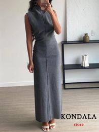 KONDALA 2023 Pencil Long Party Dresses for Women Autumn Bodycon Dress Woman Sleeveless Dresse Winter Female 240323