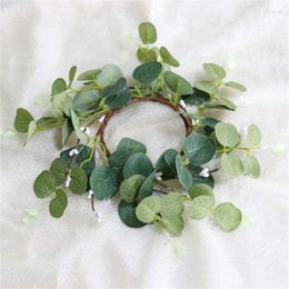 Decorative Flowers Green Eucalyptus Leaf Wreath 10'' Artificial Spring Summer Greenery Front Door Wall Decoration B03E