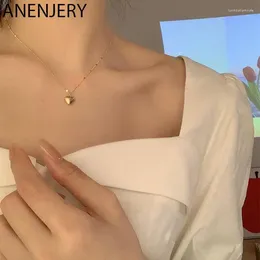 Pendant Necklaces ANENJERY Couple Heart Necklace Simple For Women Gift Wholesale