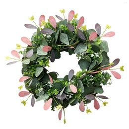 Decorative Flowers Green Eucalyptus Wreath Farmhouse Wreaths Artificial Greenery For Door Wedding Walls Porch Patio
