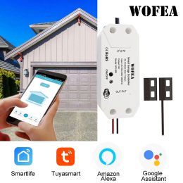 Control Wofea Tuya Smart WIFI 2.4G Garage Door Opener Controller Open & Close by Phone APP No Need Hub Compatible Alexa & Google Home