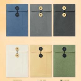 Envelopes 5PCS/Lot Colourful Kraft Paper Envelope With Button String Tie Closure Clasp Cards Letter Journal Storage For Business Card