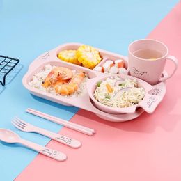 Plates Factory Outlet Wheat Straw Baby Feeding Cute Tableware Set A Home Creative And Bowl Cup