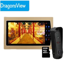 Intercom Dragonsview 7 Inch Video Door Phone with Doorbell Camera Video Intercom System Record HD for Villa and Apartment Night