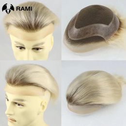 Toupees Toupees Natural Men Toupee Lace And Pu Base For Man #T4613 Hair Systems Ombre Male Hair Prosthesis Straight Hairpieces For Men