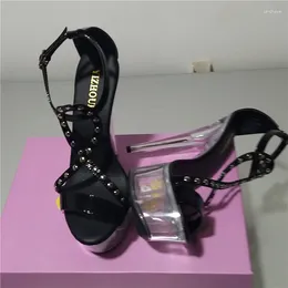 Dance Shoes Chic Rivets Are Decorated With 15 Cm High Shoulder Strap Sexy Fashion Nightclub Stage Performance Heels