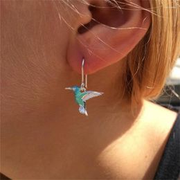 Dangle Earrings Hummingbird For Women Personality Fashion Vintage Aesthetic Jewelry Blue Enamel Cute Bird Animal Drop