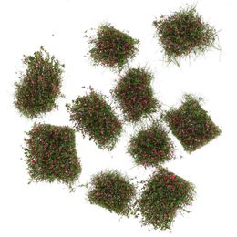 Decorative Flowers 10 Pcs Simulation Grass Clusters Micro-landscape Ornaments Lawn Decor Mini House Artificial Model Fake Miniature