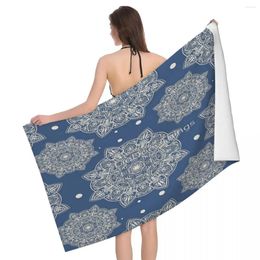 Towel Boho Mandala Pattern Steel Blue 80x130cm Bath Soft And Skin-friendly Suitable For Beach Traveller