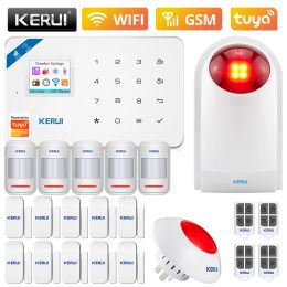 Kits KERUI W181 Outdoor Siren Alarm System Home Security WiFi GSM Tuya APP Control Built in 6 Languages Anti Theft Motion Sensor Kit