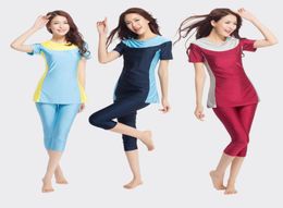 Muslim Swimwear Women Short Sleeve Islamic Arab Swimsuit Without Hijiab Ramadan Swimming Suit Bikini Shippping1509900