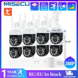 System MISECU H.265 Wireless CCTV System 8CH 3MP Tuya NVR PTZ Wifi IP Camera Outdoor Human Detect Two Way Audio Video Surveillance Kit