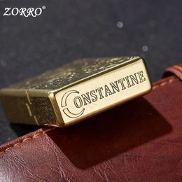 Authentic Zorro Retro High-end Waterproof Sealed Armor Constantine Kerosene Lighter Heavy Duty Metal Without Gasoline Lighter Men's Gift