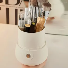 Storage Boxes Makeup Brush Holder With Compartments 360-degree Rotating Dustproof Transparent For Brushes