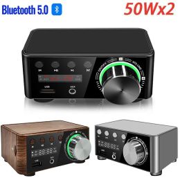 Amplifier 50Wx2 Digital Power Amplifier Bluetooth 5.0 Home Theatre Amplifier With Digital Display HiFi Stereo Mini Amplifier USB/AUX IN