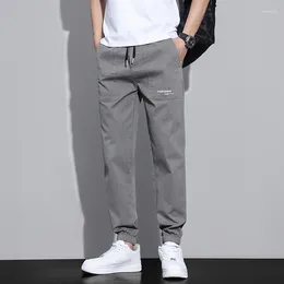 Men's Pants Spring And Summer Wide Loose Casual Mens Nine-point Sports Elastic Rope Breathable Tie-foot Trousers