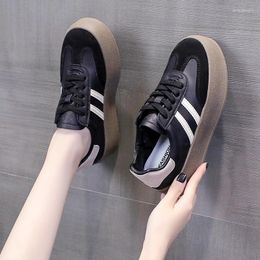Casual Shoes Black Luxury Design Korean Round Toe Lace Up Pu Sports Women's Sneaker For Holiday Working2024 Trend