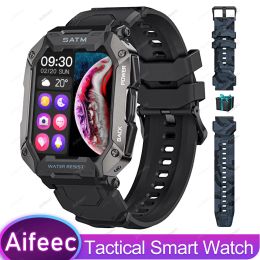 Watches Military Outdoor Sports Smart Watch Men 5ATM Waterproof Blood Oxygen Tactical Smartwatch 15 Day Battery Life for Samsung iPhone