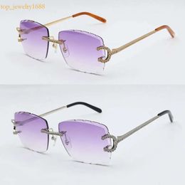 New Moissanite Set Rimless Sunglasses 00920 Womans Handmade Big Stones Diamond Sun Original Limited Edition Glasses Men Woman Gafas De Sol