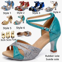 Boots New Multi Style Latin Dance Shoes Women Girls Outdoor Ballroom Tango Salsa Dancing Shoes for Ladies Party High Heeled Sandals