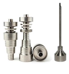 6 in 1 Universal domeless 10MM 14MM 18MM Male Female dab nail Ti Nails titanium carb cap For glass water bongs3523754