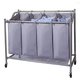 Laundry Bags Classics Rolling Hamper Heavy Duty 4 Bag Sorter Cart Organiser With Wheels Removable Sturdy