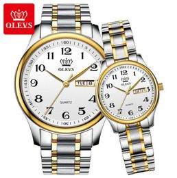 Valentine039s romantic his and hers wristwatches quartz Analogue wrist watches set for lovers pair of 2 Olevs couple watch acurat1300508