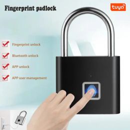 Lock Fingerprint Padlock Tuya Smart USB Rechargeable Door Lock Waterproof Biometric Thumbprint Door Padlocks Zinc Alloy Smart Life