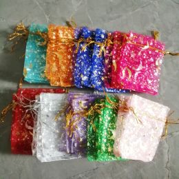 Other 200pcs Stars Moon Jewellery Bags Organza Gift Bags for Business Packaging Jewellery Accessories Small Sachet Drawstring Storage Bag