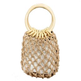 Storage Bags The Solid Color Net Bag Hand-woven Forest Hand Tied Cotton Thread Carry Seaside Holiday Beach