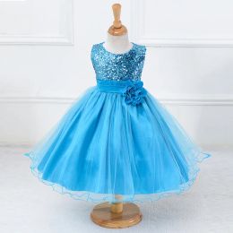 Dresses Hot Sale Baby Sequins Girl Flower Dresses Party Princess Dress Children kids clothes Girl Pageant Gowns