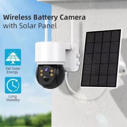 Cameras 2K 4MP WIFI Solar PTZ IP Camera Human Detection Security Surveillance Video Camera With Solar Panel 4000mAh Recharge LiBatterie