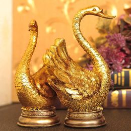 Window Stickers The Golden Swan Couple Home Furnishing Living Room Resin Decoration Wedding Gift European Decor Zhaocai Crafts Business