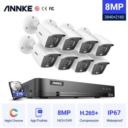 System ANNKE 4K Ultra HD H.265 8CH DVR CCTV Camera Security System For Home 8MP IP67 Color Night Vision Video Surveillance Kits Outdoor