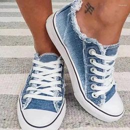 Casual Shoes 2024 Spring Blue Canvas For Women Lace Up Sneakers Flat Fashion Student Running Zapatos De Mujer