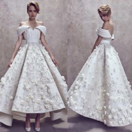 Dresses Ashi Studio Ball Gown Wedding Dresses Custom Made Fully 3D Floral Embroidery Off The Shoulder Dubai Arabic Ankle Length Bridal Gow