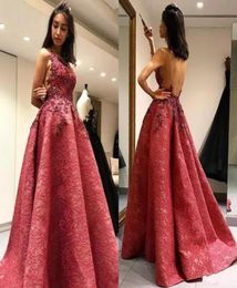 New Cheap Sexy Prom Dresses Jewel Neck Full Lace Appliques Ball Gown Formal Party Dress Sweep Train Open Back Pageant Formal Eveni3706490