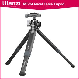Monopods Ulanzi Mt24 Metal Table Tripod with Cold Shoe for Microphone Led Light Extend Vlog Tripod for Dslr Slr Camera Phone Tripod