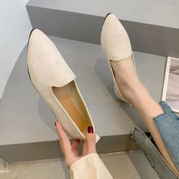 Casual Shoes 2024 Women Flat Pointed Toe Shallow Loafers Fashion Single Slip-On Zapatos Mujer