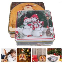 Storage Bottles 2 Pcs Cookie Tin With Lid Candy Container Square Christmas Biscuit Containers Tinplate Tins Lids