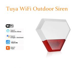 Kits Tuya WiFi Outdoor Strobe Siren Alarm Waterproof Flashlight Siren with Alexa Google APP for WiFi Home Security Alarm System