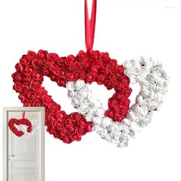 Decorative Flowers Valentines Day Wreath Valentine Heart Shaped Wreaths Hearts Hang Valentine's Decorations For Wedding Party Front