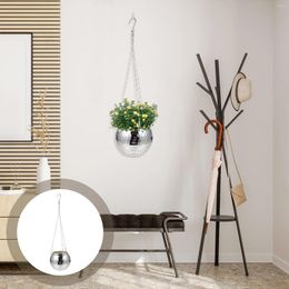 Bathroom Sink Faucets Hanging Planter Flower Disco Pot Basket Mirror Wall Pots Flowerpot Silver Planters Hanger Chain Plastic Vase Holder