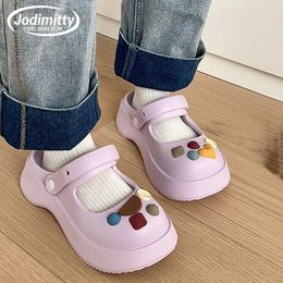 Slippers Fashion Women Sandal Solid Colour Platform Casual Beach Shoes Anti-Skid Light Ladies Lolita Hole Outdoor Wearable